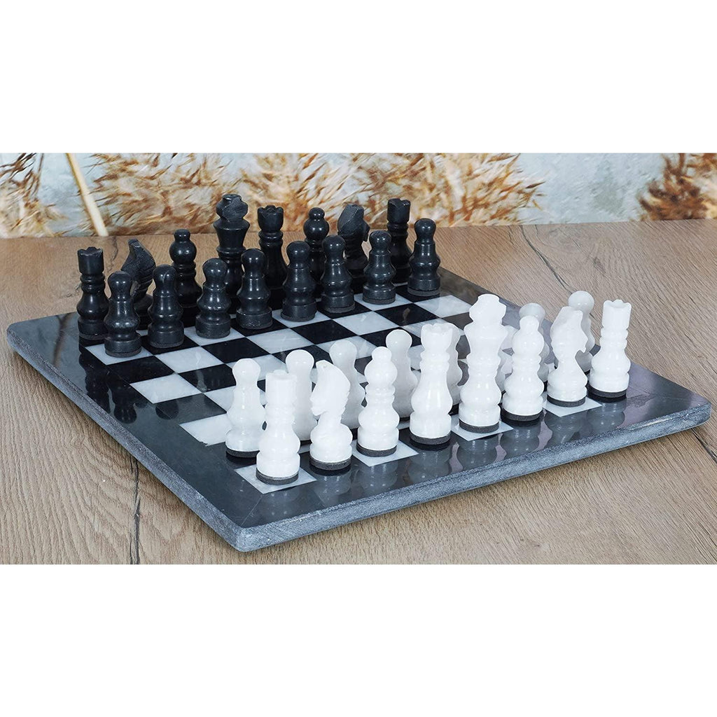 RADICALn Chess Figures Black & Multi Green Handmade Marble Board