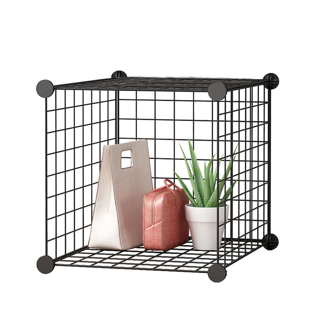 SOGA Black Portable Single Cube Storage Organiser Foldable DIY Modular Grid Space Saving Shelf