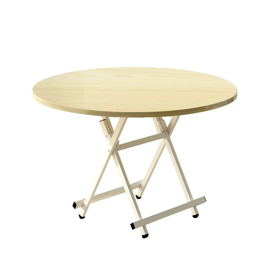 SOGA Maple Grain Dining Table Portable Round Surface Space Saving Folding Desk Home Decor