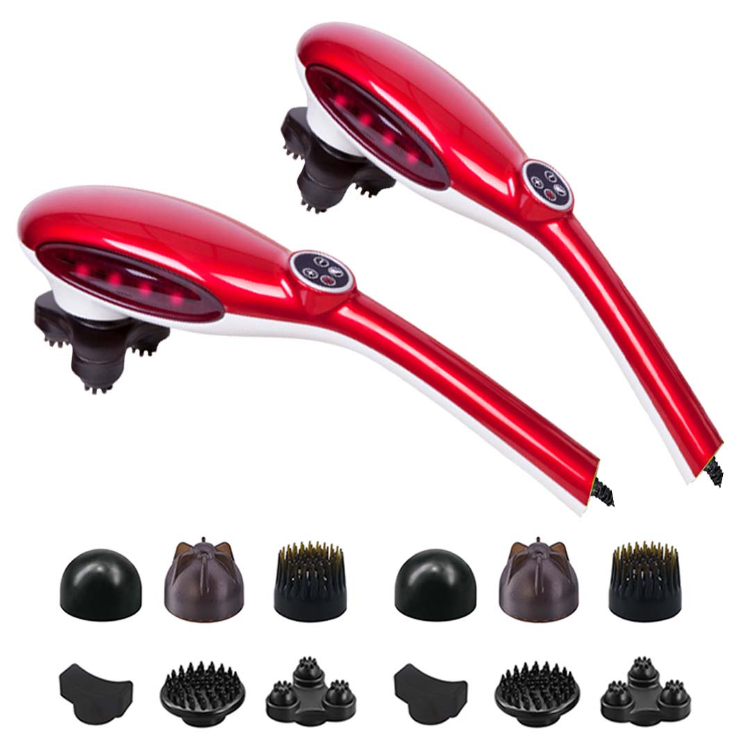 SOGA 2X 6 Heads Portable Handheld Massager Soothing Stimulate Blood Flow Shoulder Red