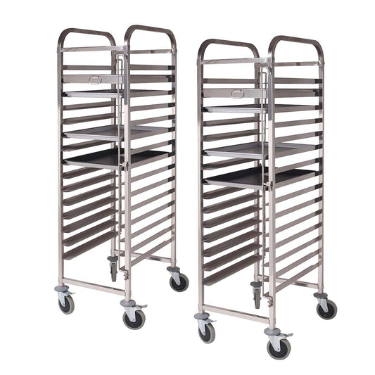 SOGA 2X Gastronorm Trolley 15 Tier Stainless Steel Cake Bakery Trolley Suits 60*40cm Tray