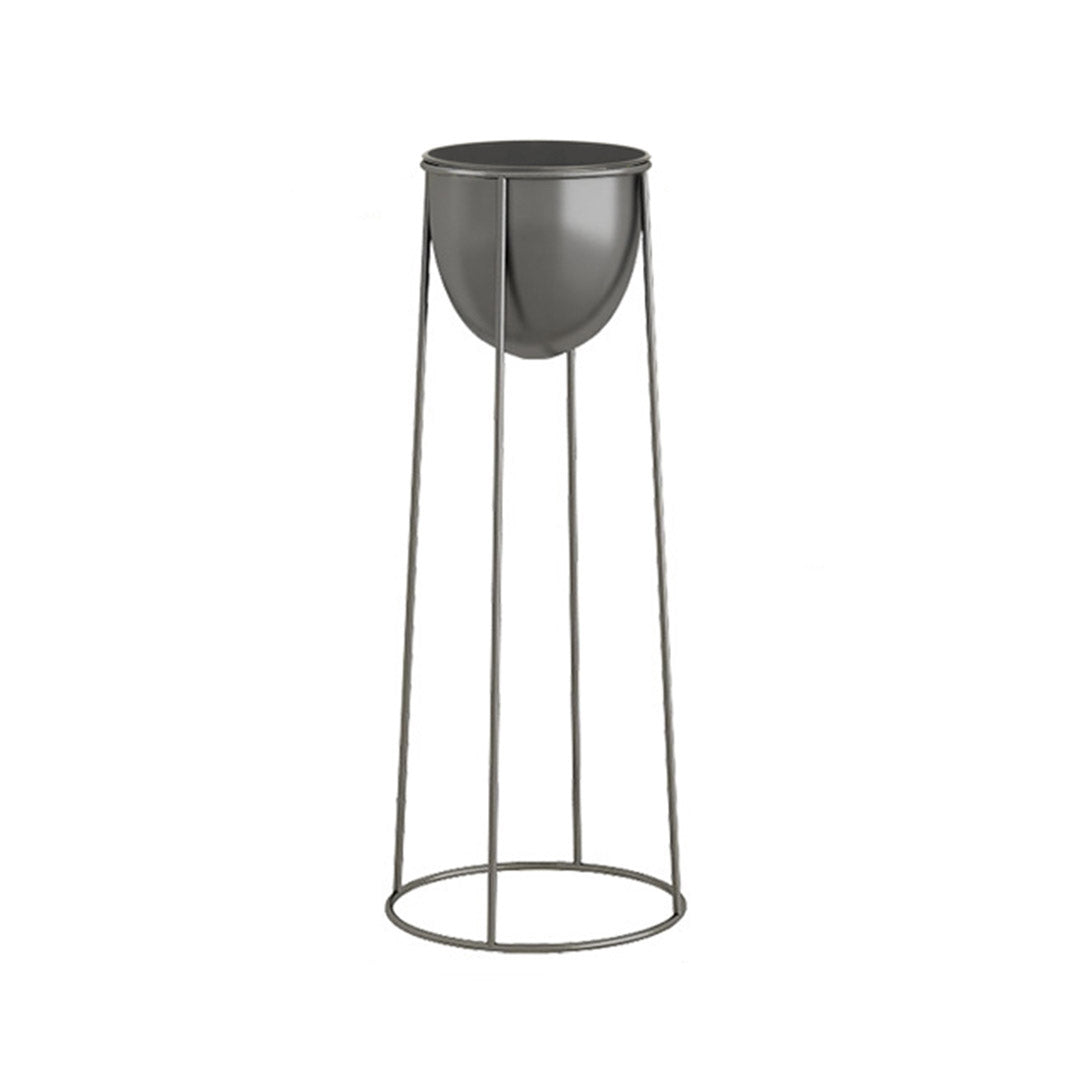 SOGA 70cm Round Wire Metal Flower Pot Stand with Black Flowerpot Holder Rack Display