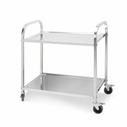 SOGA 2 Tier 95x50x95cm Stainless Steel Kitchen Dining Food Cart Trolley Utility Large