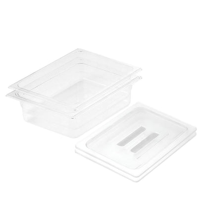 SOGA 100mm Clear Gastronorm GN Pan 1/2 Food Tray Storage Bundle of 2 with Lid