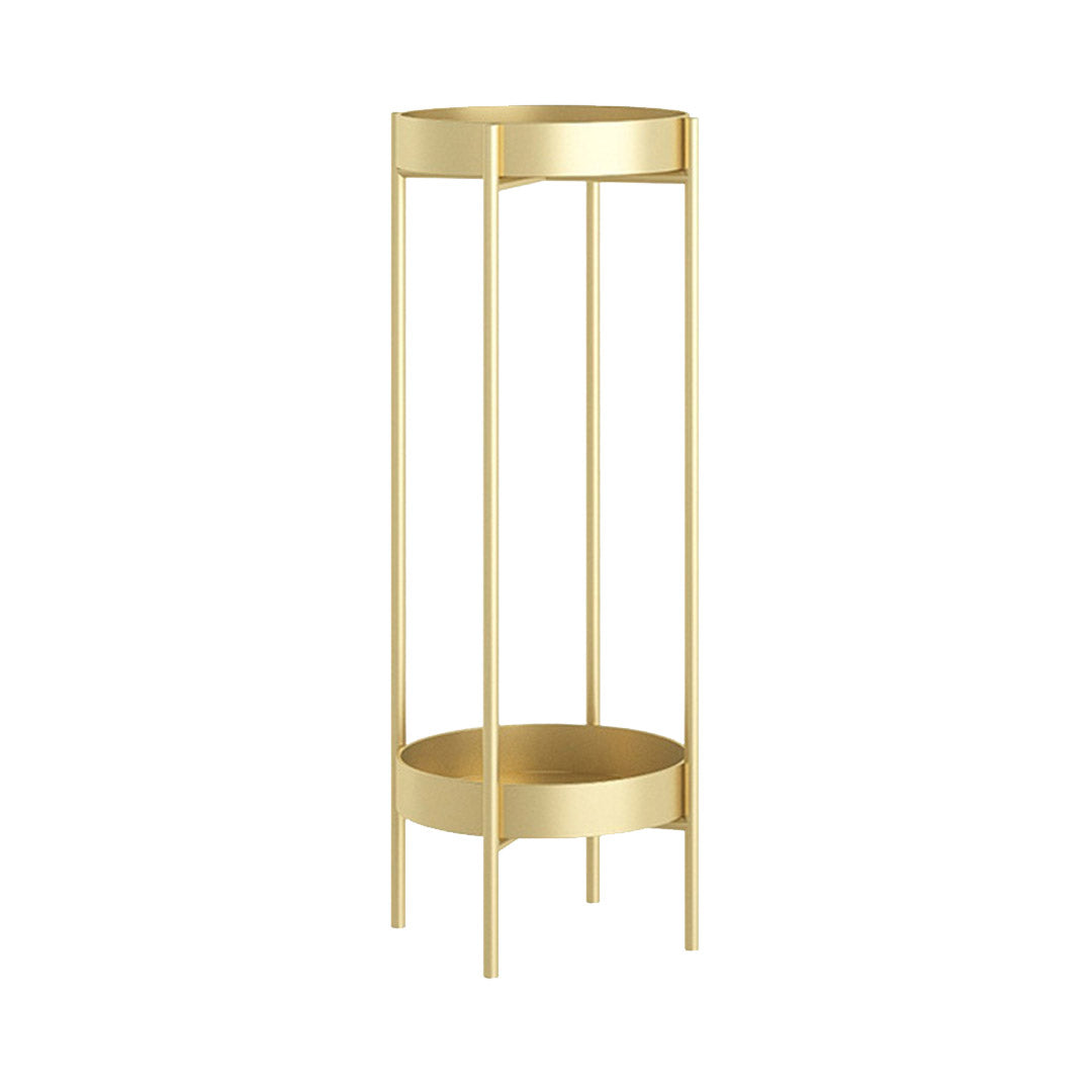 SOGA 2 Layer 80cm Gold Metal Plant Stand Flower Pot Holder Corner Shelving Rack Indoor Display