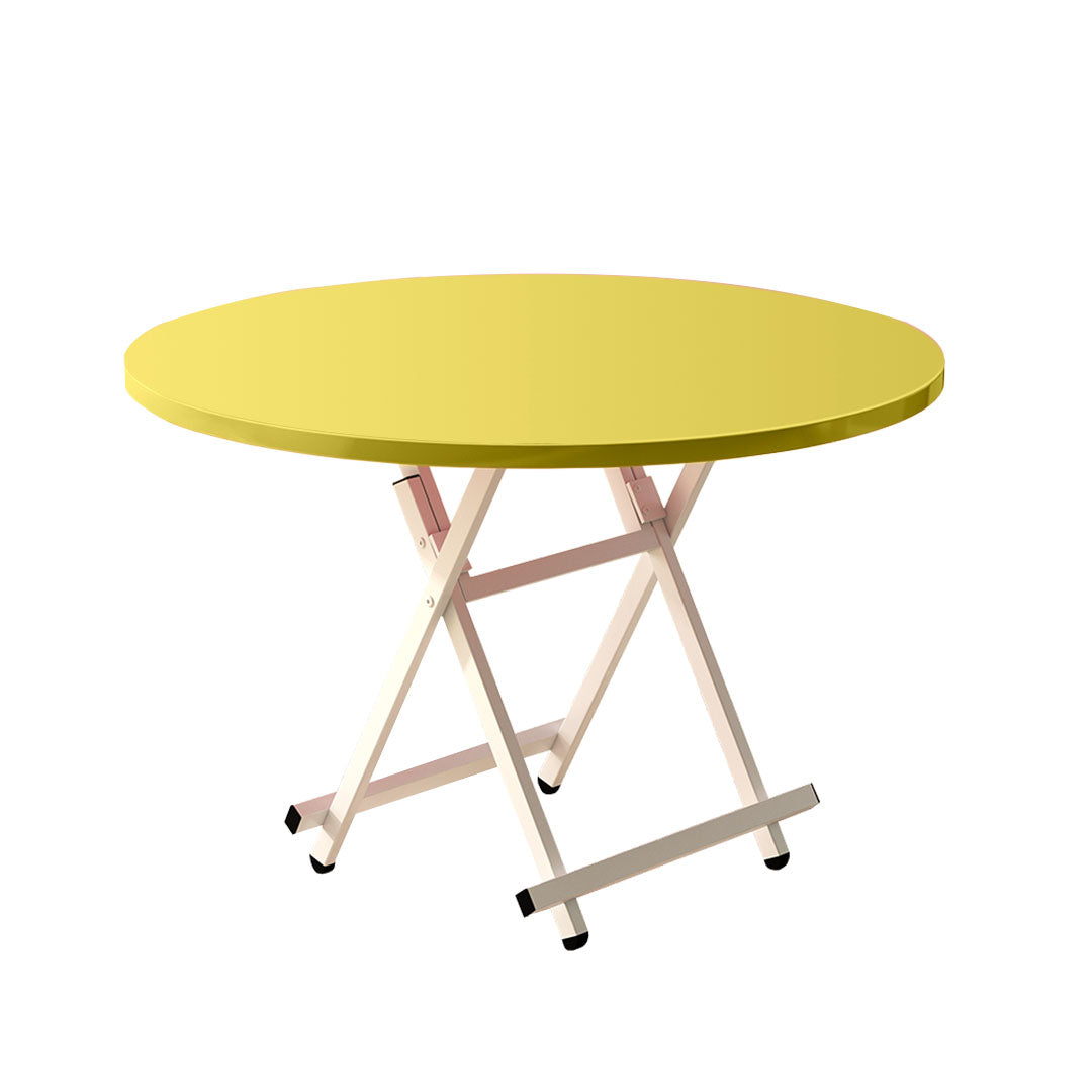 SOGA Yellow Dining Table Portable Round Surface Space Saving Folding Desk Home Decor