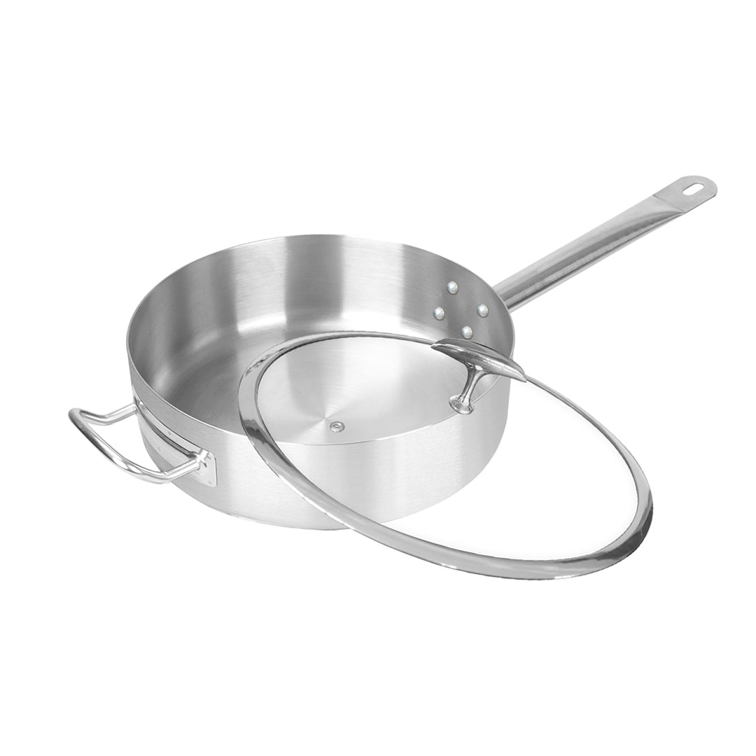 SOGA 32cm Stainless Steel Saucepan Sauce pan with Glass Lid and Helper Handle Triple Ply Base Cookware