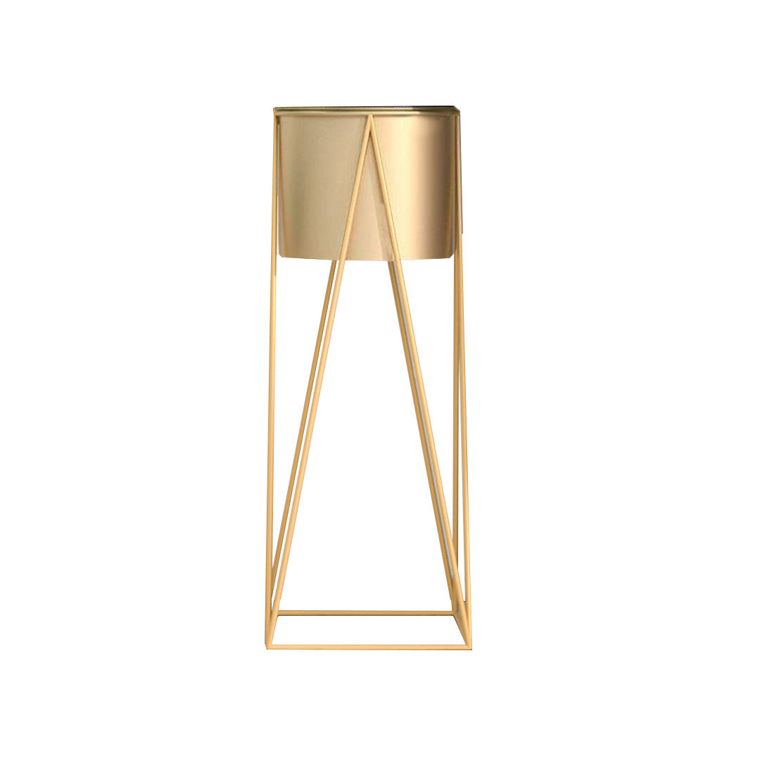 SOGA 70cm Gold Metal Plant Stand with Gold Flower Pot Holder Corner Shelving Rack Indoor Display