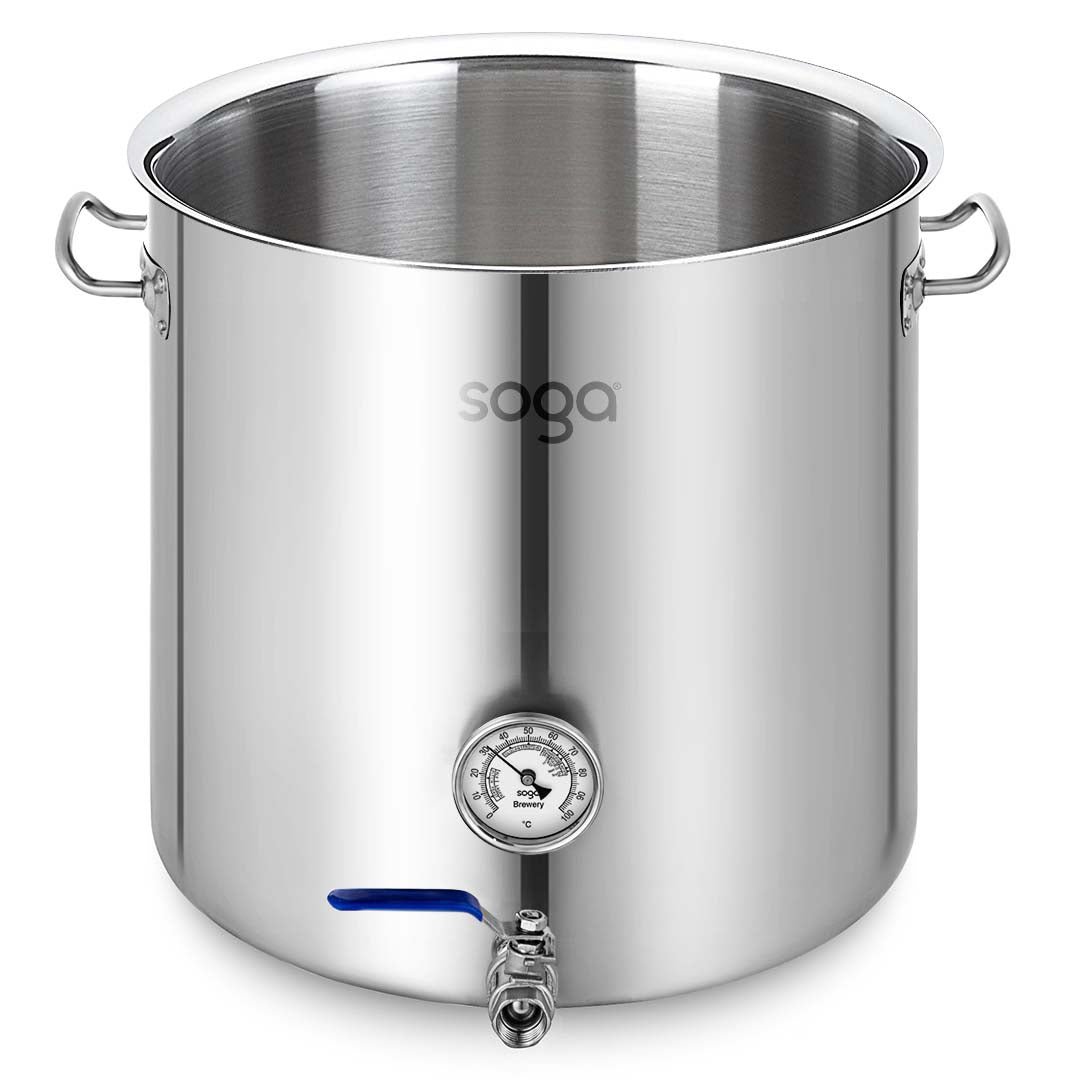 SOGA Stainless Steel 50L No Lid Brewery Pot With Beer Valve 40*40cm