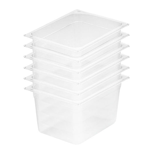 SOGA 200mm Clear Gastronorm GN Pan 1/2 Food Tray Storage Bundle of 6