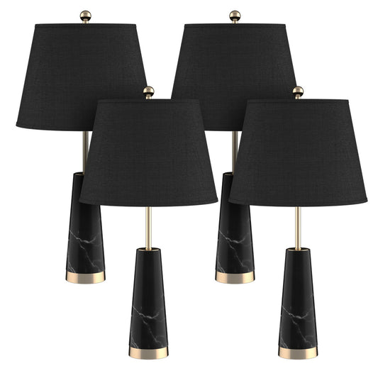 SOGA 4X 68cm Black Marble Bedside Desk Table Lamp Living Room Shade with Cone Shape Base