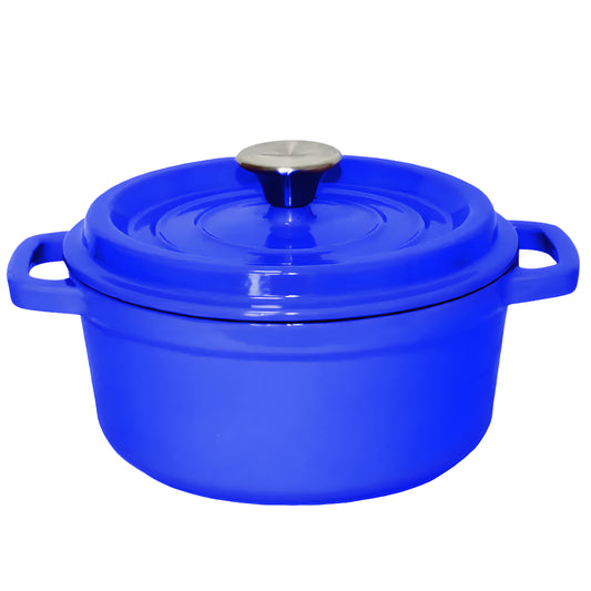 SOGA Cast Iron 24cm Enamel Porcelain Stewpot Casserole Stew Cooking Pot With Lid 3.6L Blue