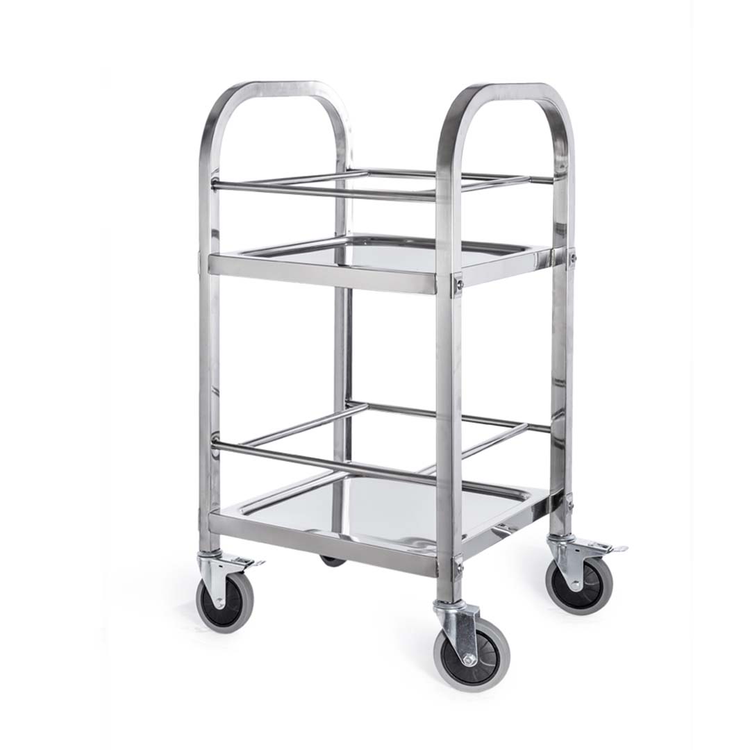 SOGA 2 Tier 500x500x950 Stainless Steel Square Tube Drink Wine Food Utility Cart