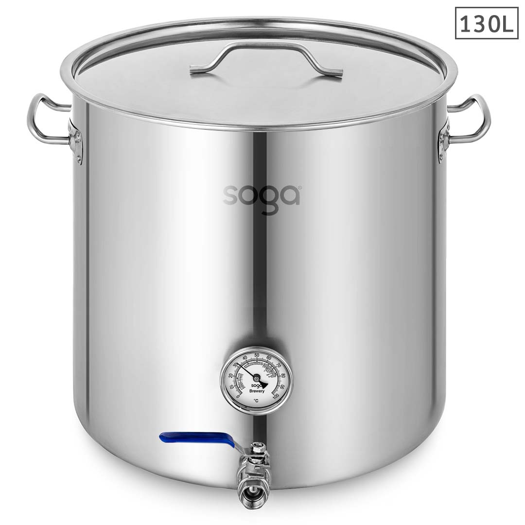 SOGA Stainless Steel Brewery Pot 130L With Beer Valve 55*55cm