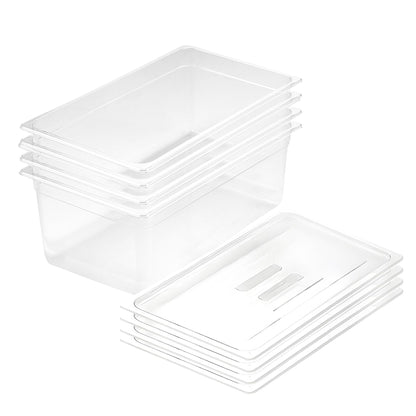 SOGA 200mm Clear Gastronorm GN Pan 1/1 Food Tray Storage Bundle of 4 with Lid