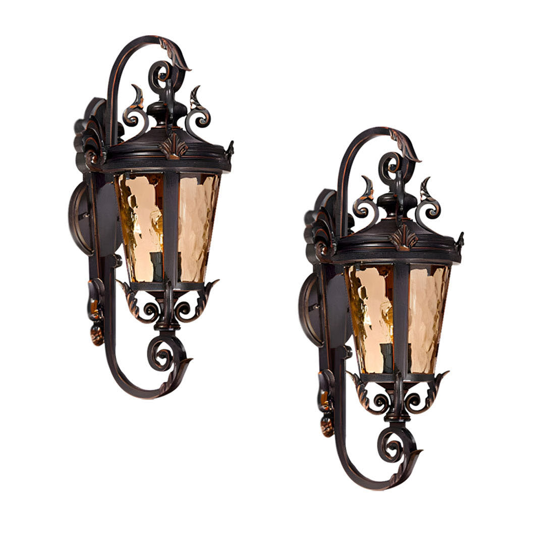 Vintage Lantern 2X 70cm Aluminum & Glass Wall Light Classic Lantern Design Elegant Outdoor Antique Inspired Wall Lamp