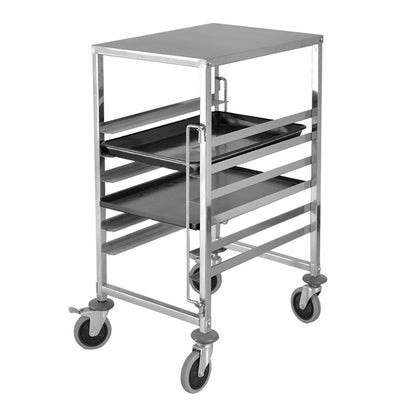 SOGA Gastronorm Trolley 7 Tier Stainless Steel Bakery Trolley Suits 60cmx40cm Tray with Working Surface