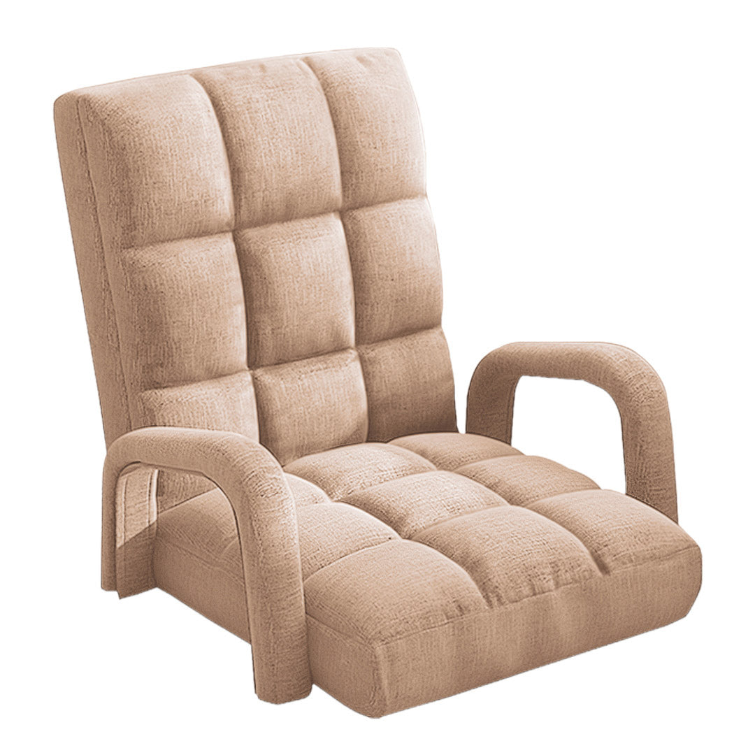 SOGA Foldable Lounge Cushion Adjustable Floor Lazy Recliner Chair with Armrest Khaki