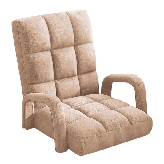 SOGA Foldable Lounge Cushion Adjustable Floor Lazy Recliner Chair with Armrest Khaki