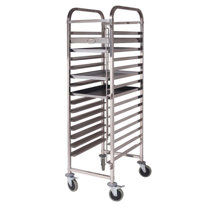 SOGA Gastronorm Trolley 15 Tier Stainless Steel Cake Bakery Trolley Suits 60*40cm Tray