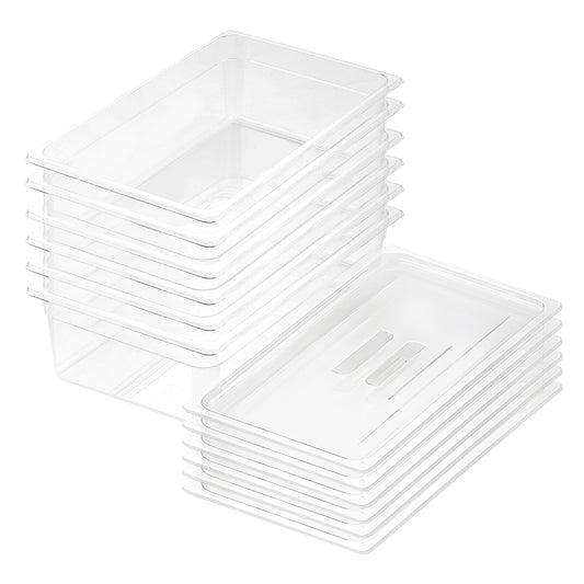 SOGA 150mm Clear Gastronorm GN Pan 1/1 Food Tray Storage Bundle of 6 with Lid