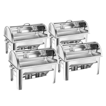 SOGA 4X 9L Stainless Steel Full Size Roll Top Chafing Dish Food Warmer