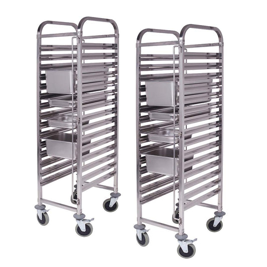 SOGA 2X Gastronorm Trolley 16 Tier Stainless Steel Bakery Trolley Suits GN 1/1 Pans