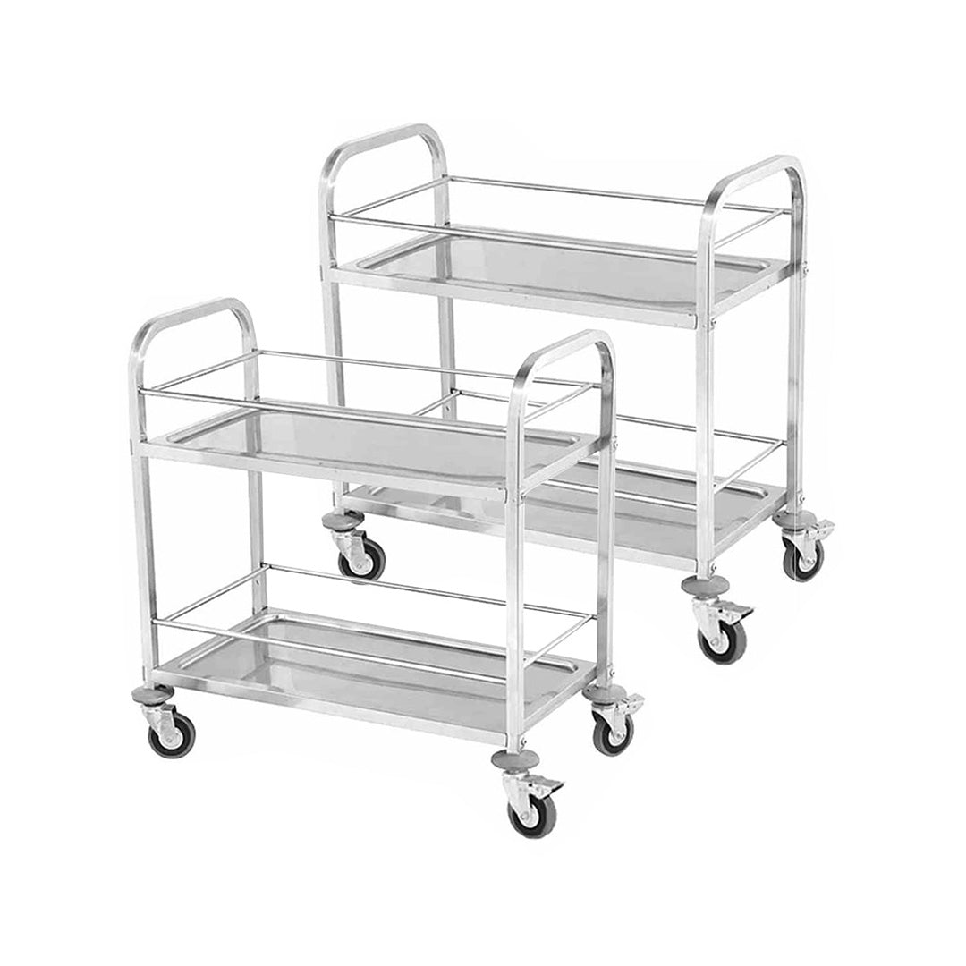 SOGA 2X 2 Tier 95x50x95cm Stainless Steel Drink Wine Food Utility Cart Large