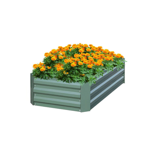 SOGA 120X90cm Rectangle Galvanised Raised Garden Bed Vegetable Herb Flower Outdoor Planter Box