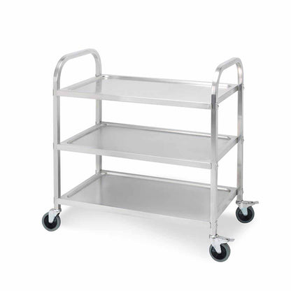 SOGA 3 Tier 75x40x83.5cm Stainless Steel Kitchen Dinning Food Cart Trolley Utility Size Small