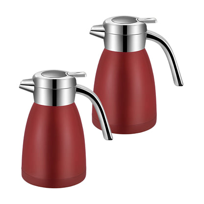 SOGA 2X 2.2L Stainless Steel Kettle Insulated Vacuum Flask Water Coffee Jug Thermal Red