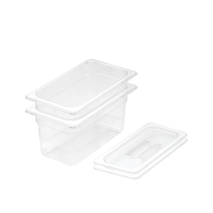 SOGA 150mm Clear Gastronorm GN Pan 1/3 Food Tray Storage Bundle of 2 with Lid