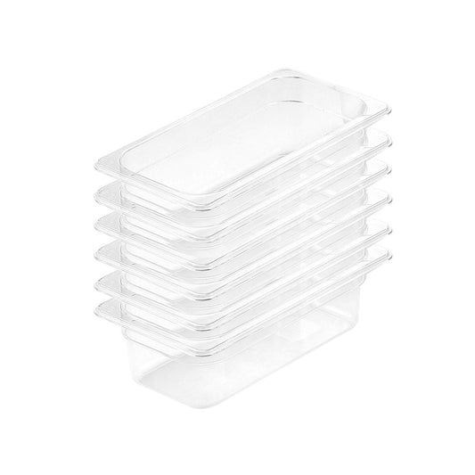 SOGA 100mm Clear Gastronorm GN Pan 1/3 Food Tray Storage Bundle of 6