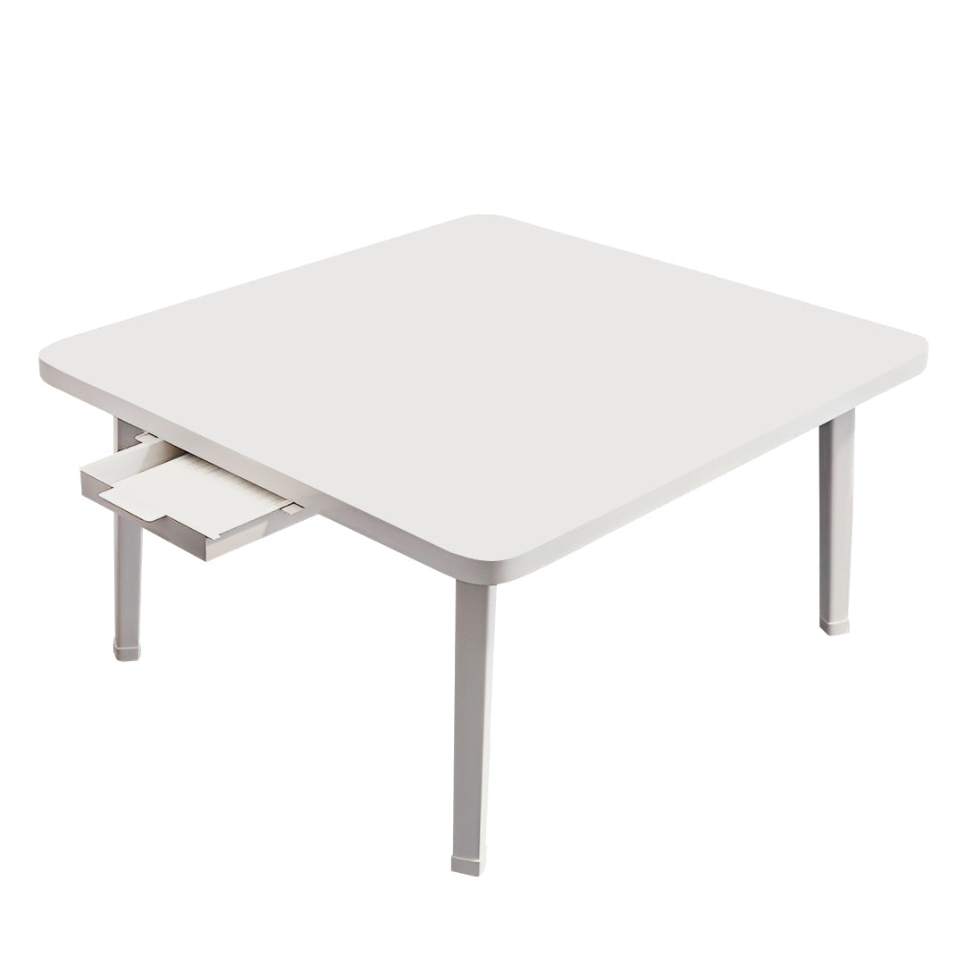 SOGA White Portable Floor Table Small Square Space-Saving Mini Desk Home Decor