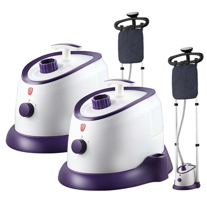 SOGA 2X Garment Steamer Vertical Twin Pole Clothes 1700ml 1800w Professional Steaming Kit Purple