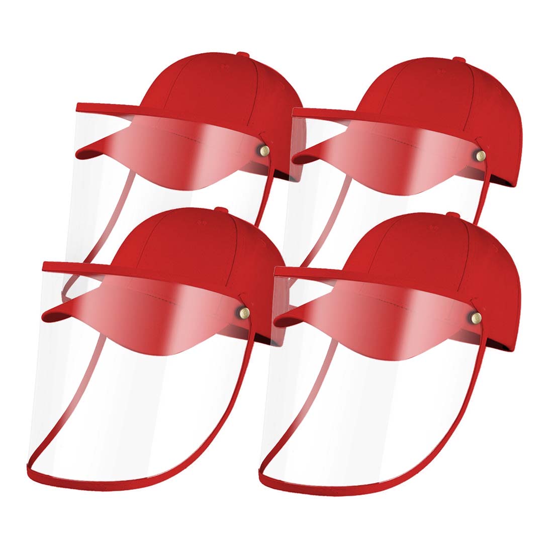 4X Outdoor Protection Hat Anti-Fog Pollution Dust Saliva Protective Cap Full Face Shield Cover Kids Red