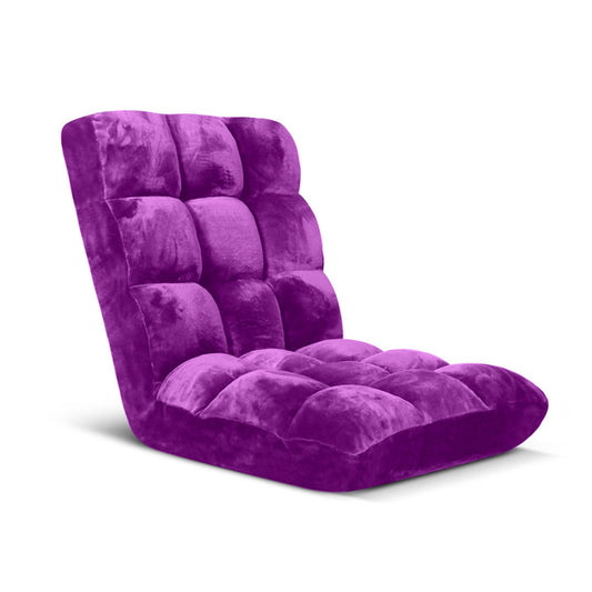 SOGA Floor Recliner Folding Lounge Sofa Futon Couch Folding Chair Cushion Purple