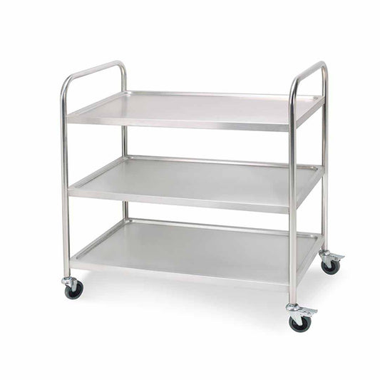 SOGA 3 Tier 86x54x94cm Stainless Steel Kitchen Dinning Food Cart Trolley Utility Round Large