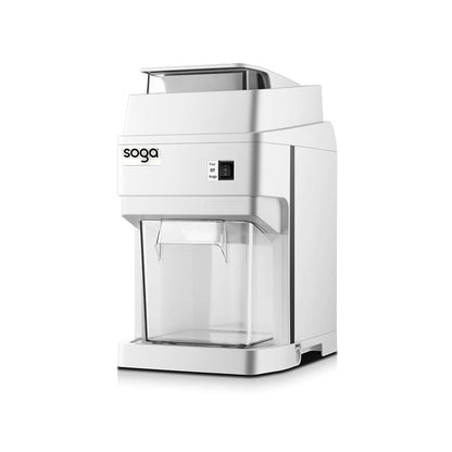 SOGA 300 Watts Electric Ice Shaver Crusher Slicer Snow Cone Maker Commercial Tabletop Machine 120kgs/h White