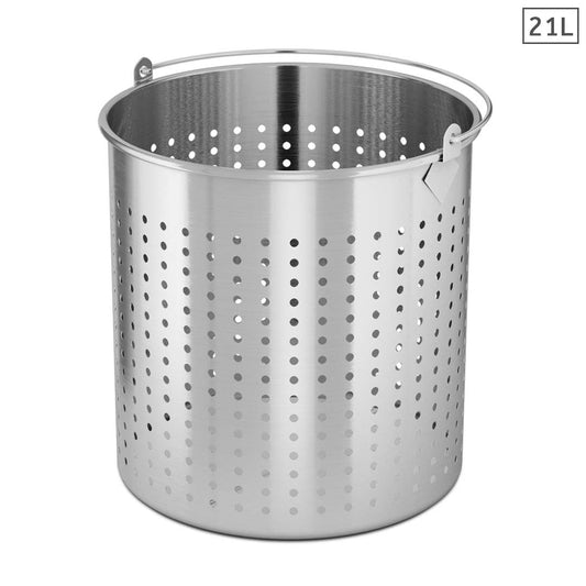 SOGA 21L 18/10 Stainless Steel Perforated Stockpot Basket Pasta Strainer with Handle