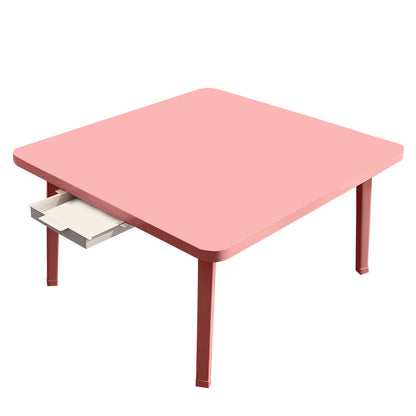 SOGA Pink Portable Floor Table Small Square Space-Saving Mini Desk Home Decor