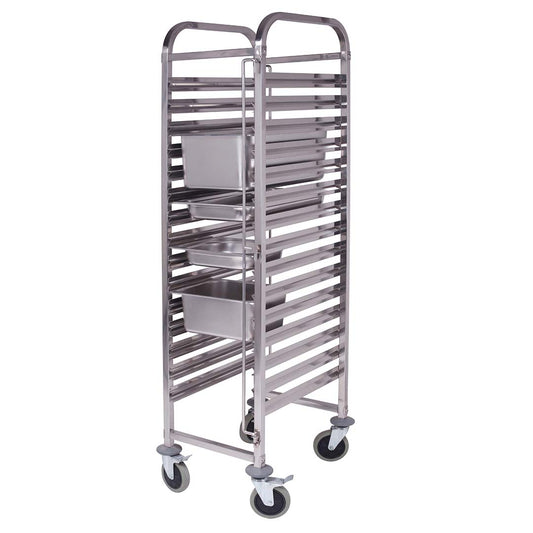 SOGA Gastronorm Trolley 16 Tier Stainless Steel Bakery Trolley Suits GN 1/1 Pans