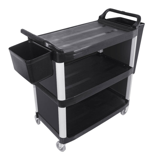 SOGA 3 Tier Covered Food Trolley Food Waste Cart Storage Mechanic Kitchen with Bins