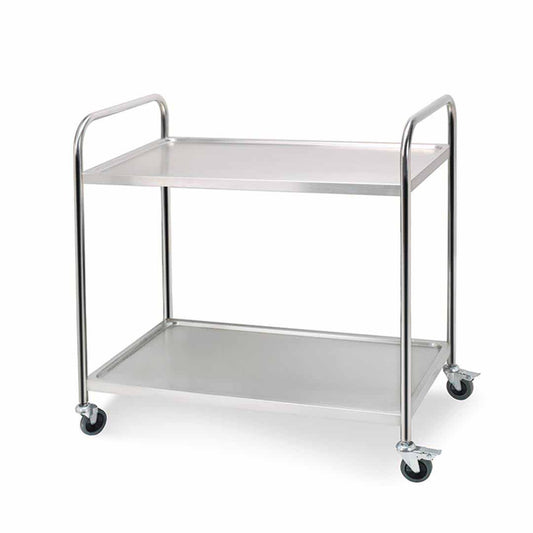 SOGA 2 Tier 86x54x94cm Stainless Steel Kitchen Dinning Food Cart Trolley Utility Round Large