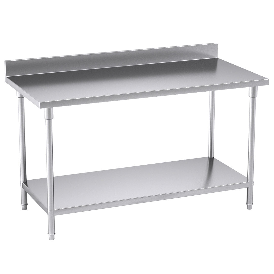 SOGA Commercial Catering Kitchen Stainless Steel Prep Work Bench Table with Back-splash 150*70*85cm