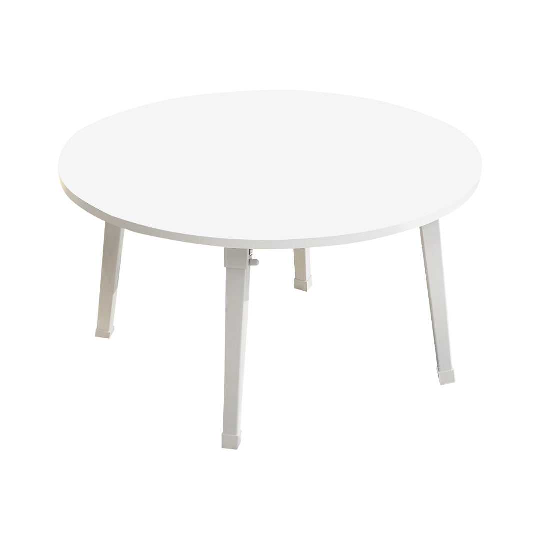 SOGA White Portable Floor Table Small Round Space-Saving Mini Desk Home Decor