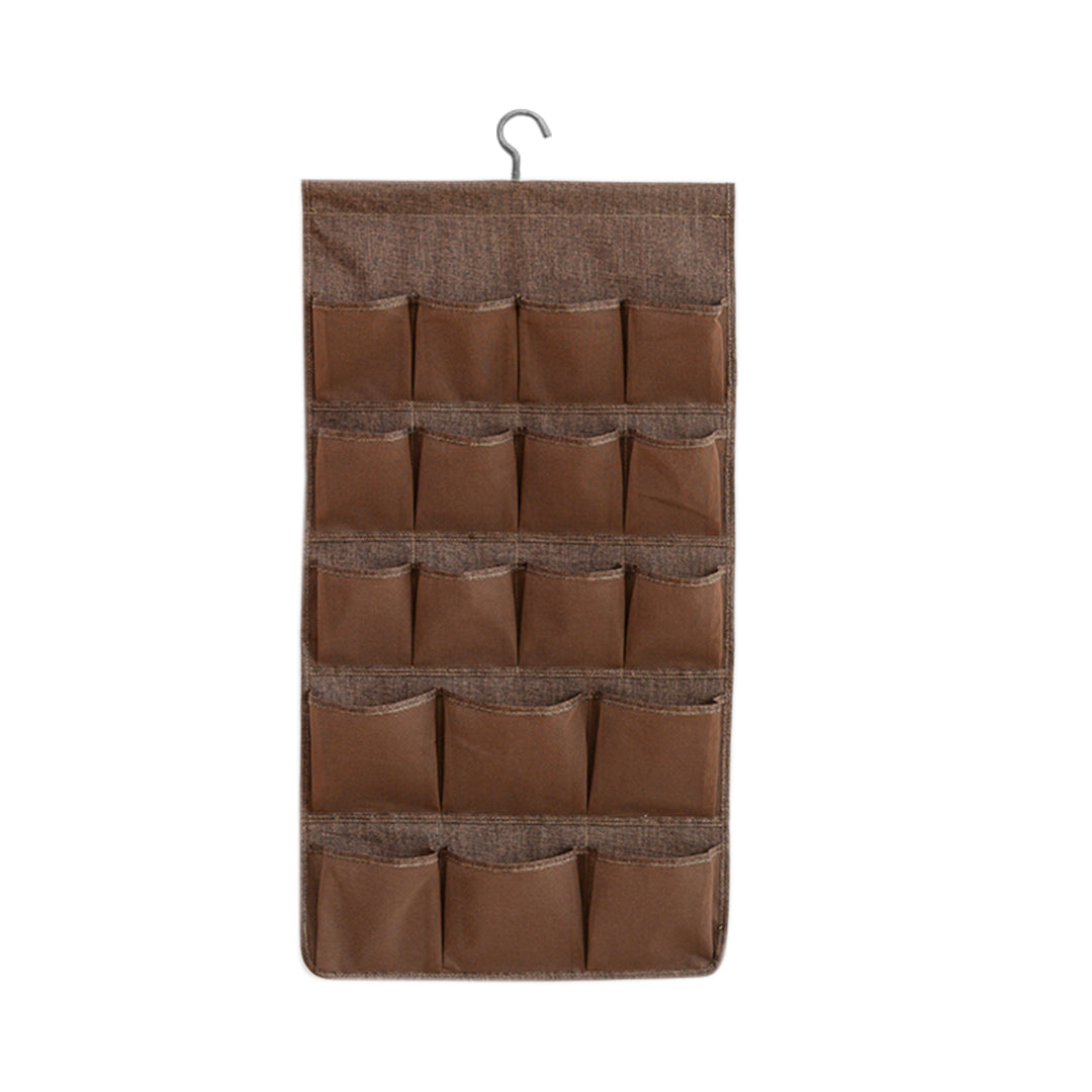 SOGA Coffee Double Sided Hanging Storage Bag Underwear Bra Socks Mesh Pocket Hanger Home Organiser