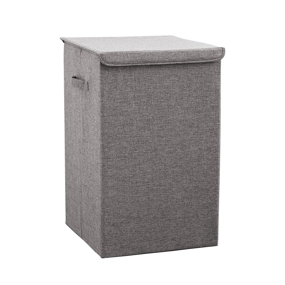 SOGA Grey Large Collapsible Laundry Hamper Storage Box Foldable Canvas Basket Home Organiser Decor