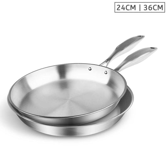 SOGA Stainless Steel Fry Pan 24cm 36cm Frying Pan Top Grade Induction Cooking