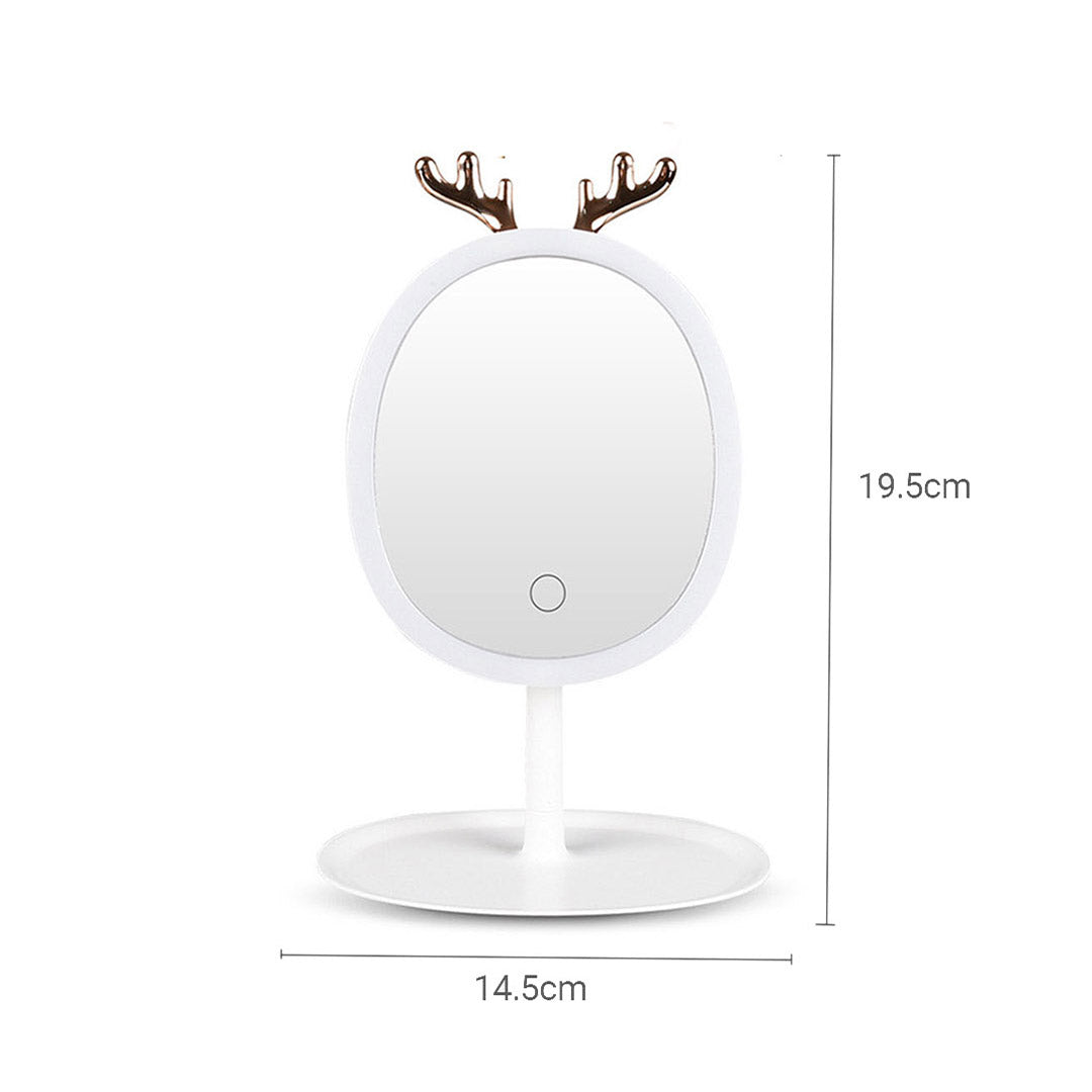 SOGA White Antler LED Light Makeup Mirror Tabletop Vanity Home Decor